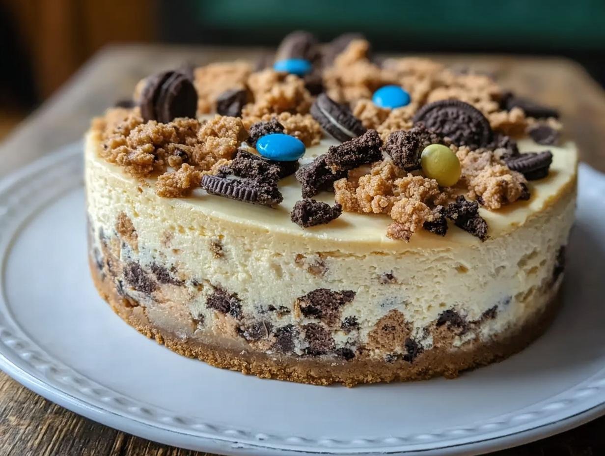 Monster Cookie Dough Cheesecake: Your New Favorite - Monster Cookie Dough Cheesecake - additional detail