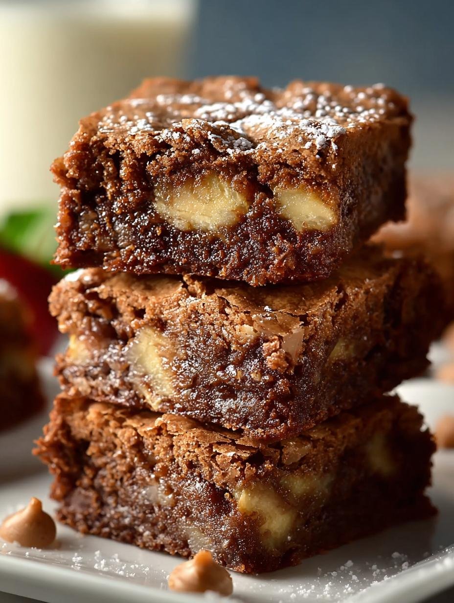 Delicious Apple Brownies Chewy Fruity served with ice cream
