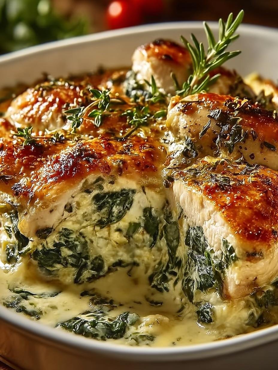 Delicious Creamy Chicken Spinach Casserole Recipe - Creamy Chicken Spinach Casserole - main visual representation