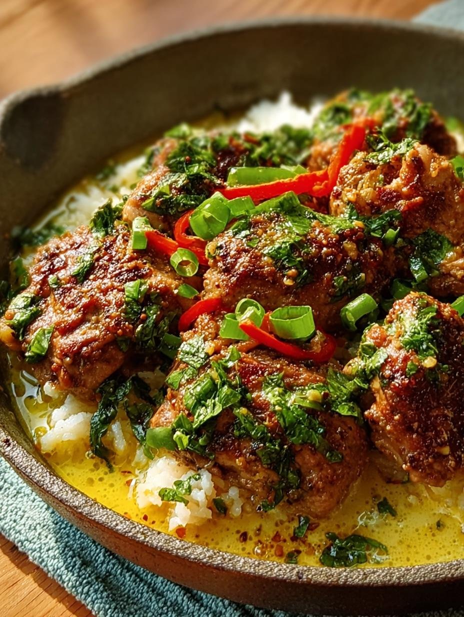 Delicious One Pot Garlic Butter chicken thighs with crispy skin and herbs, ready to serve