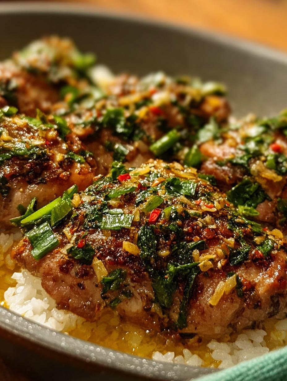 Close-up of One Pot Garlic Butter chicken in a skillet, garnished with fresh parsley