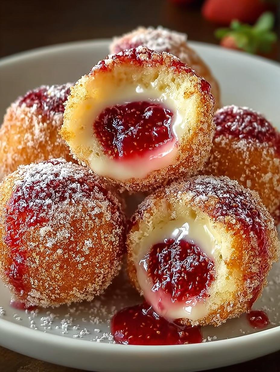 Delicious Strawberry Cheesecake Donut Holes to Try 1 Strawberry Cheesecake Donut Holes