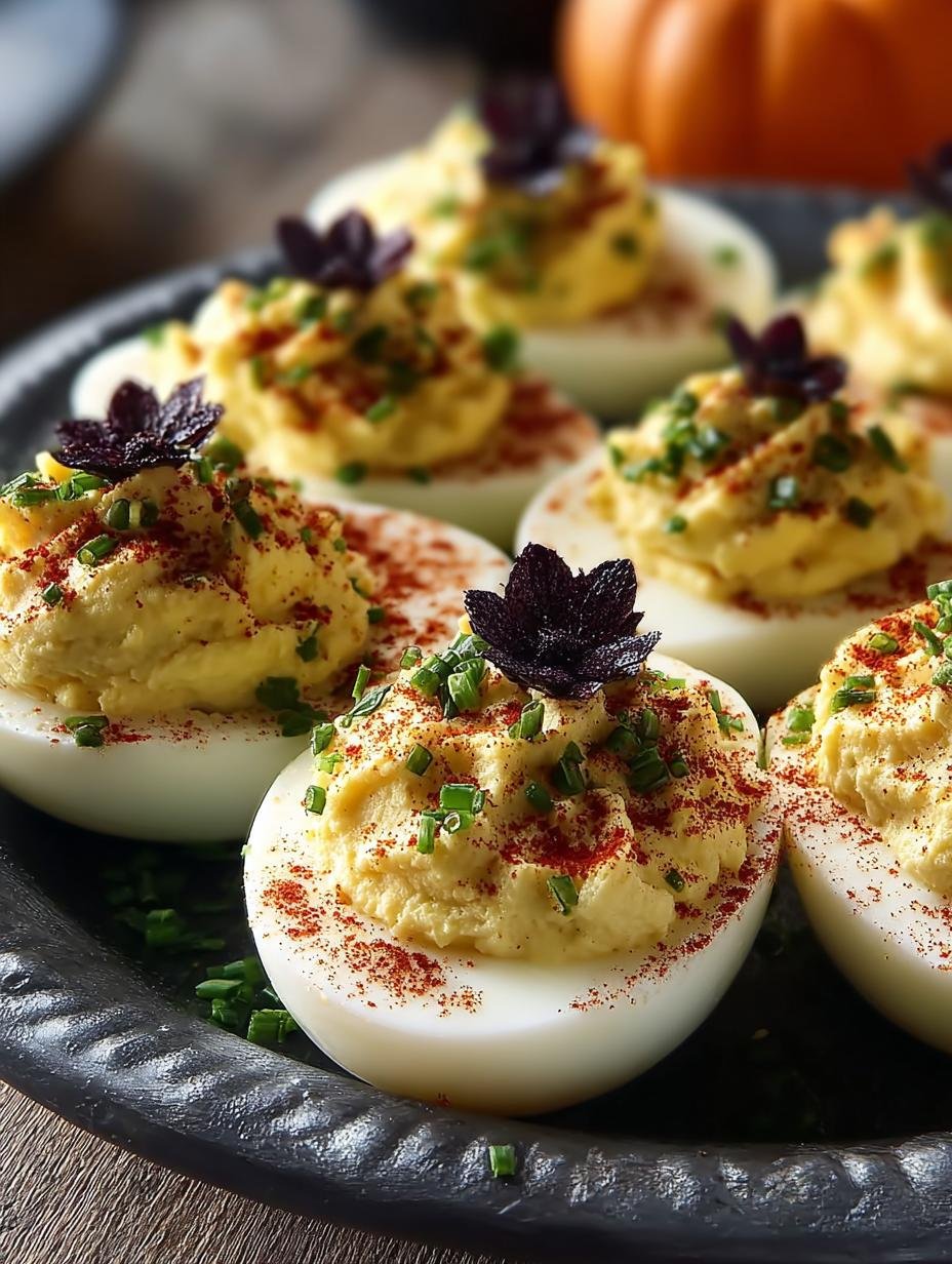 Creepy Deviled Eggs Spooky for a Haunting Halloween Party - Creepy Deviled Eggs Spooky - additional detail