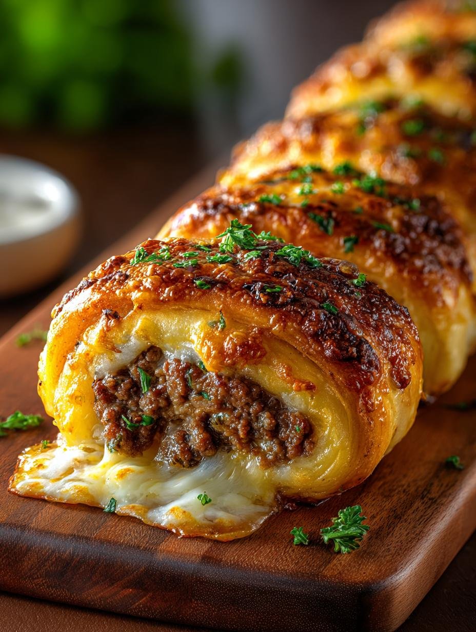 Garlic Butter Cheeseburger Rollups: 8 Irresistible Bites - Garlic Butter Cheeseburger Rollups - main visual representation
