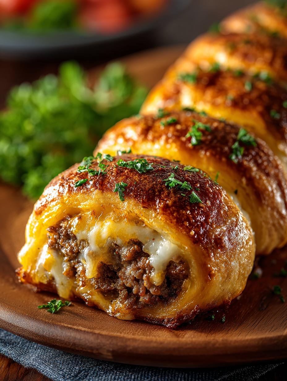 Garlic Butter Cheeseburger Rollups