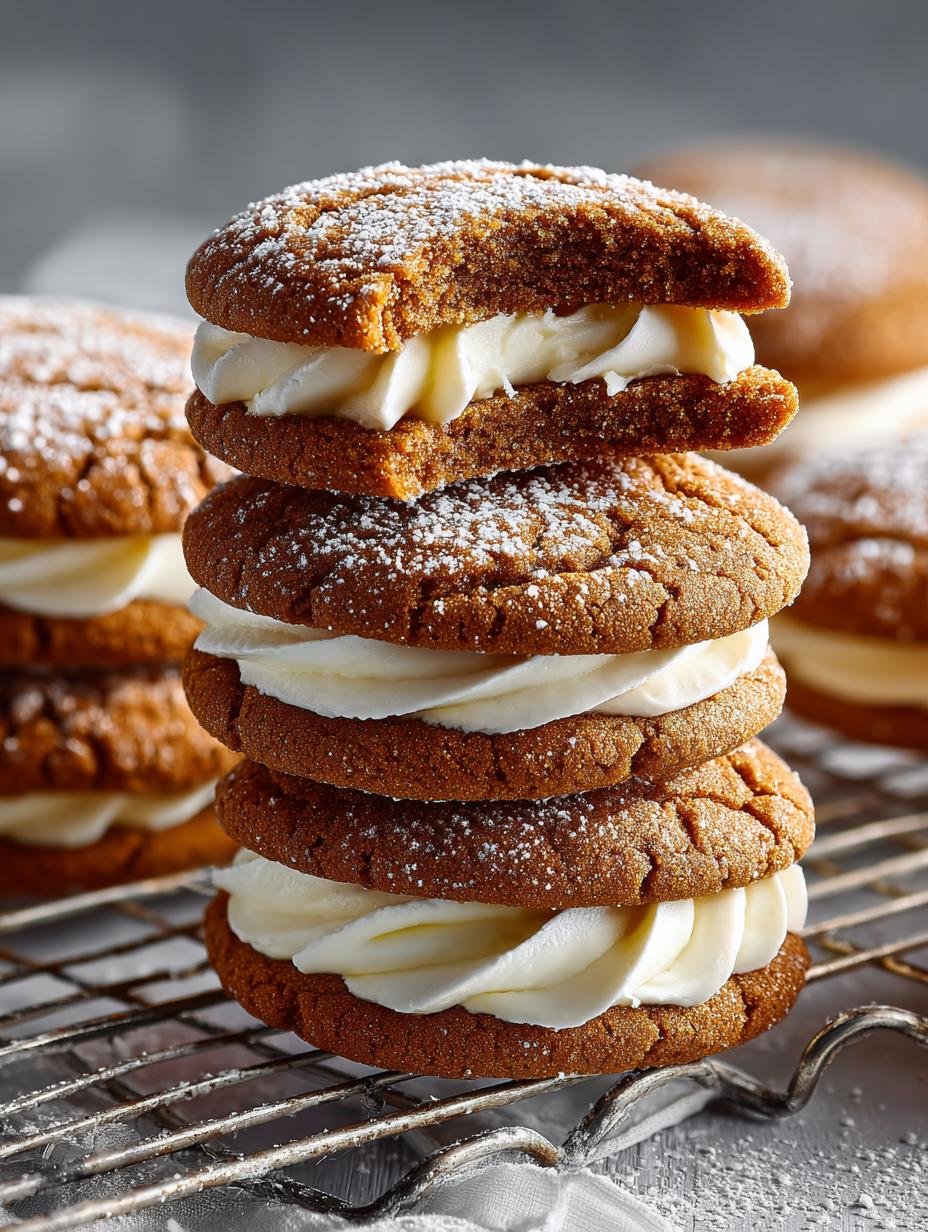 Gingerbread Crinkle Cookie Sandwiches