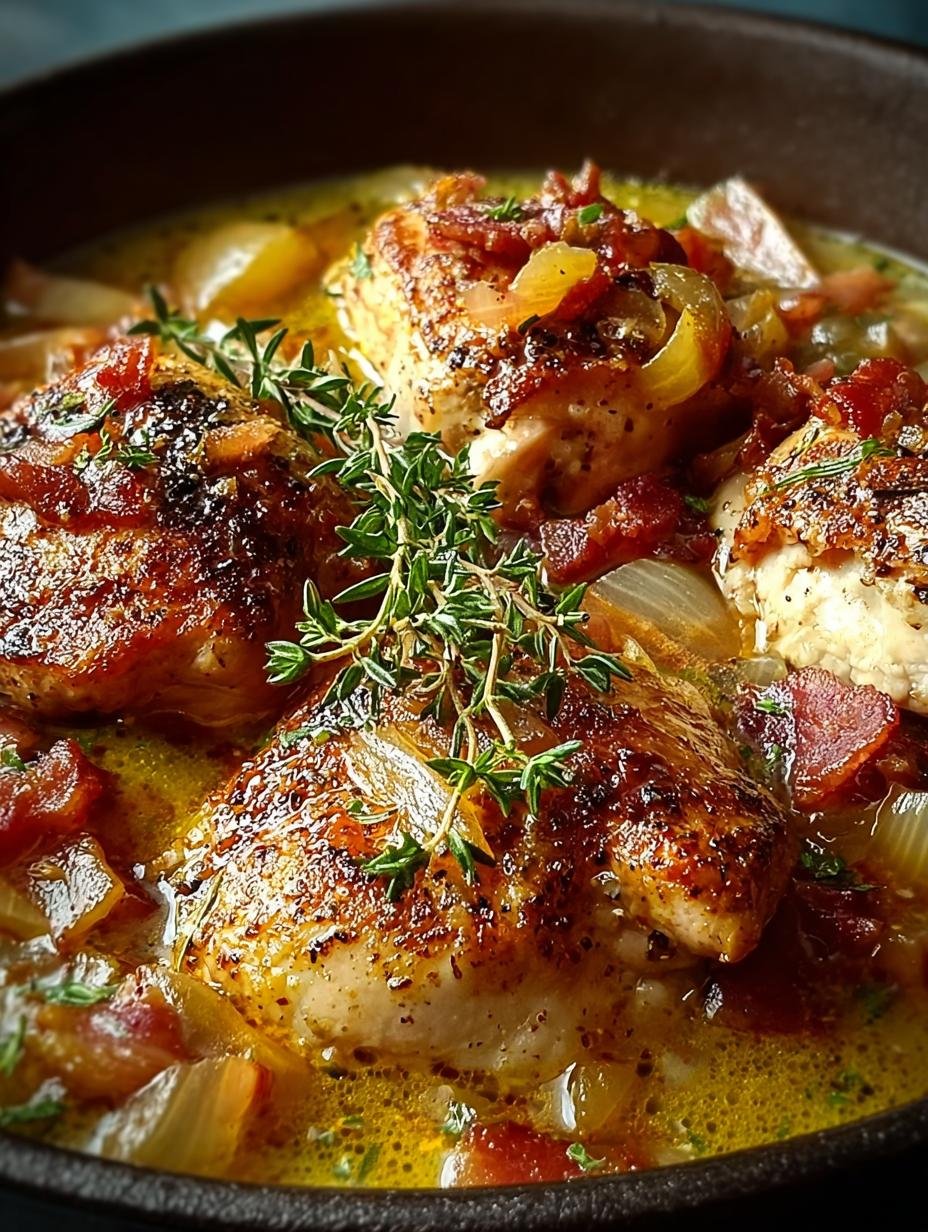 Savory Chicken Fricassee with Bacon: A Comforting Dish - Savory Chicken Fricassee with - main visual representation