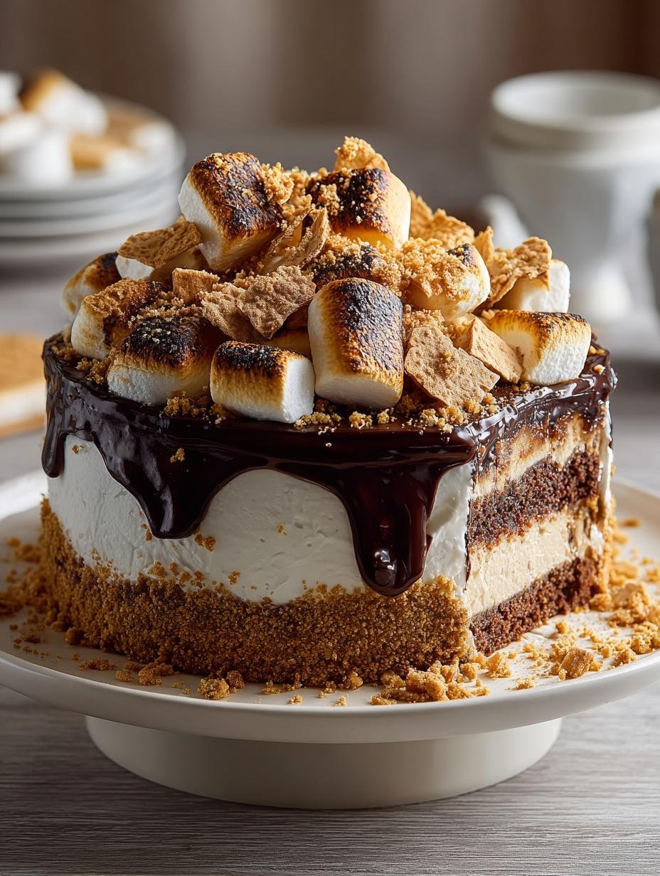 Indulge in 7 Layers of S'mores Cake Bliss - Smores Cake - main visual representation