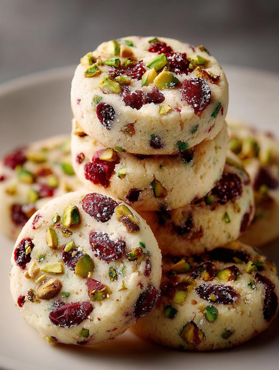 Cranberry Pistachio Shortbread Cookies