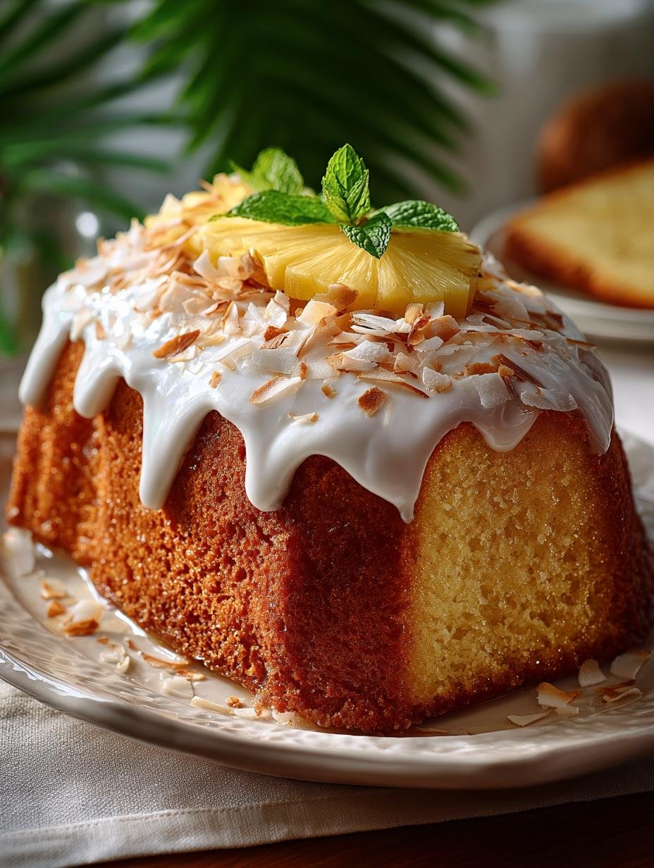 Delightful Pina Colada Pound Cake: 12 Servings to Enjoy - Pina Colada Pound Cake - main visual representation