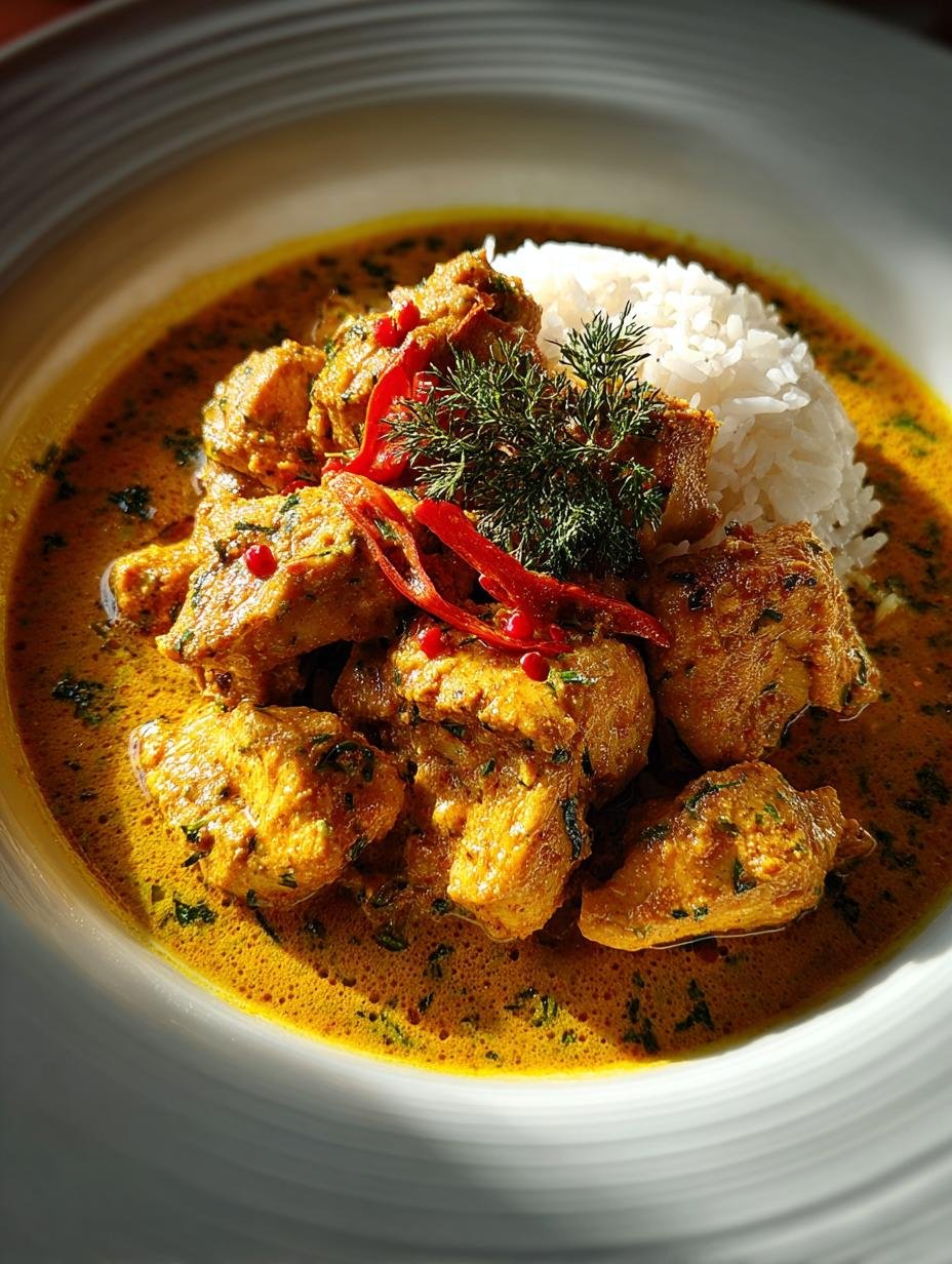 Irresistible Chicken Korma creamy delight served with naan