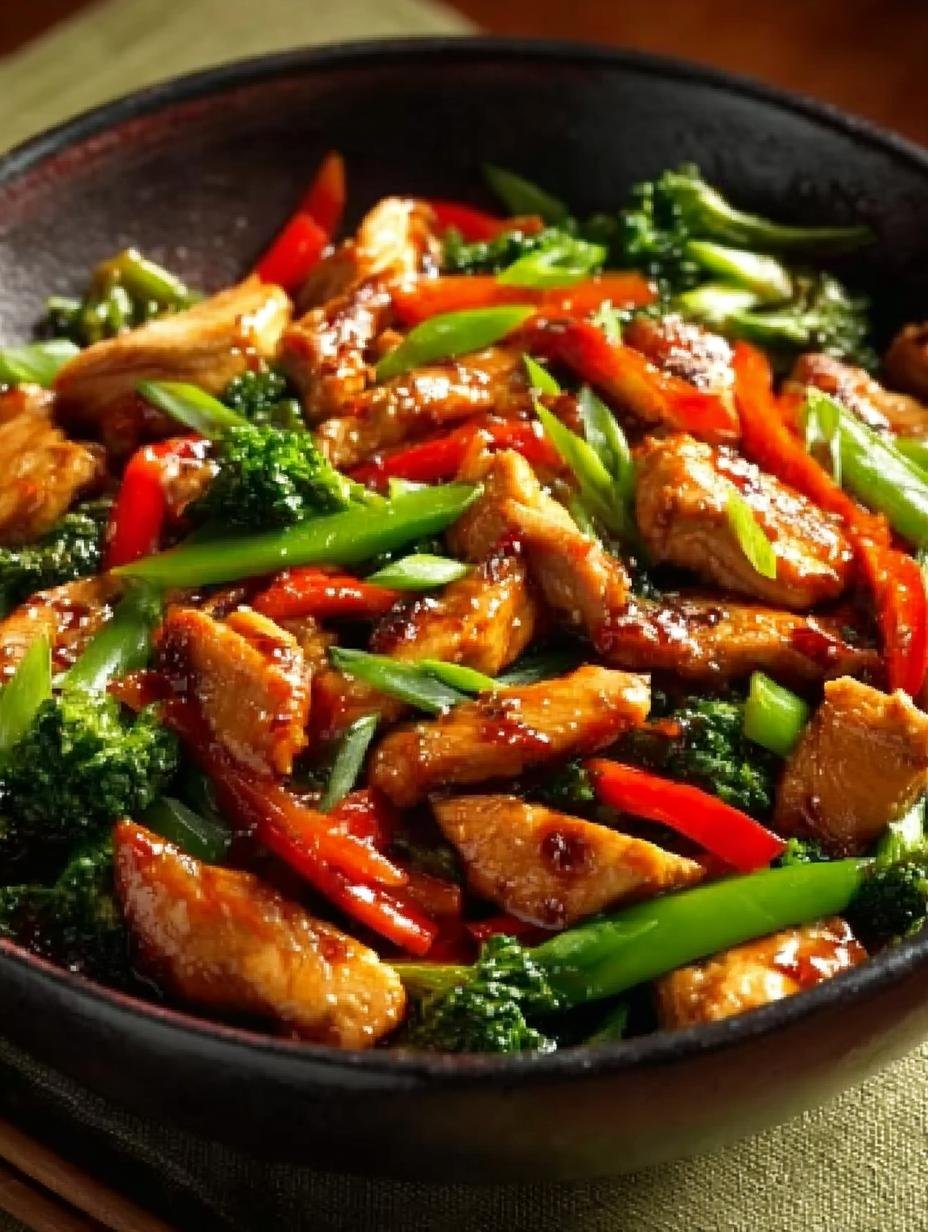 Delicious Chicken Stir Fry Incredible served with rice and colorful vegetables
