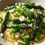 Orzo with Asparagus Feta