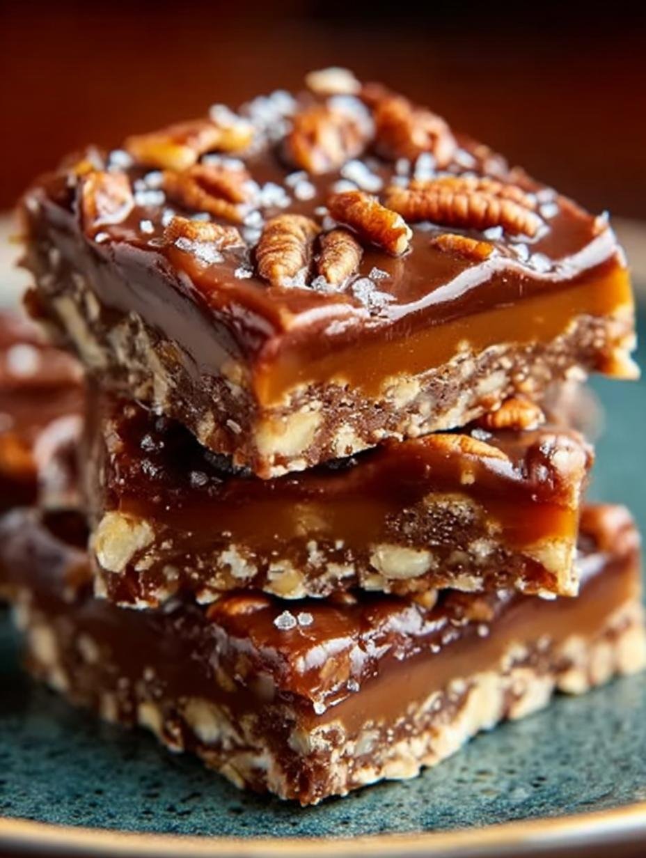 Pecan Turtle Bars with Caramel & Chocolate Delight 3 Pecan Turtle Bars with Caramel & Chocolate Delight - Pecan Turtle Bars with - additional detail