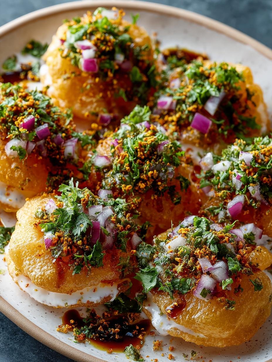 Irresistible Sev Puri served with chutneys and toppings