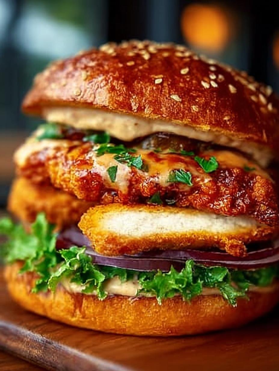 Fiery Chicken Sandwich with Rich Homemade Sauce Recipe - Fiery Chicken Sandwich with - additional detail