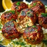 Greek Chicken Meatballs Served