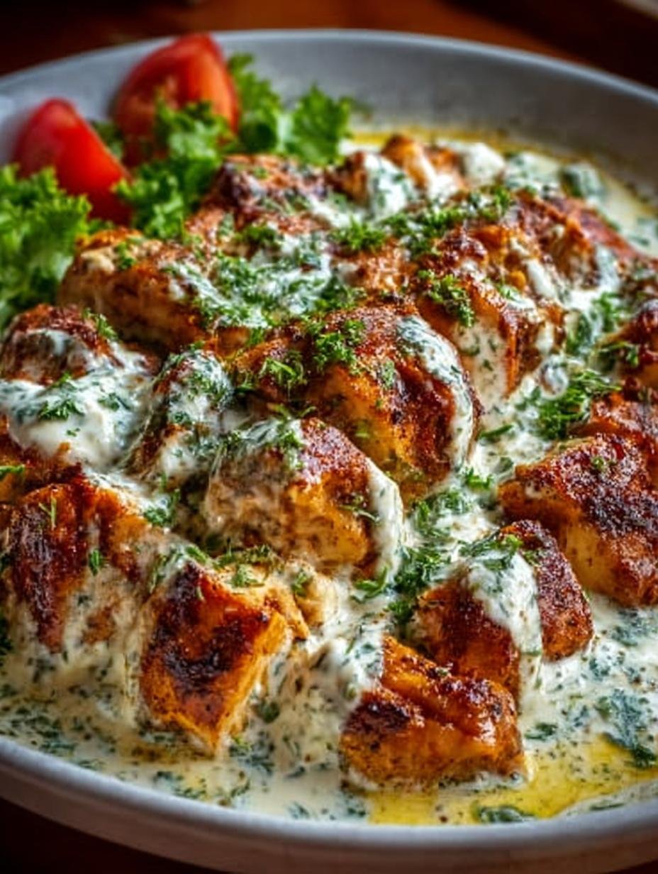 Turkish Chicken with Creamy White Sauce Delight - Turkish Chicken with Creamy - main visual representation